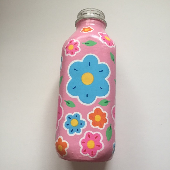 ❤️Decorated milk bottle pink flowers - Picture 5 of 9